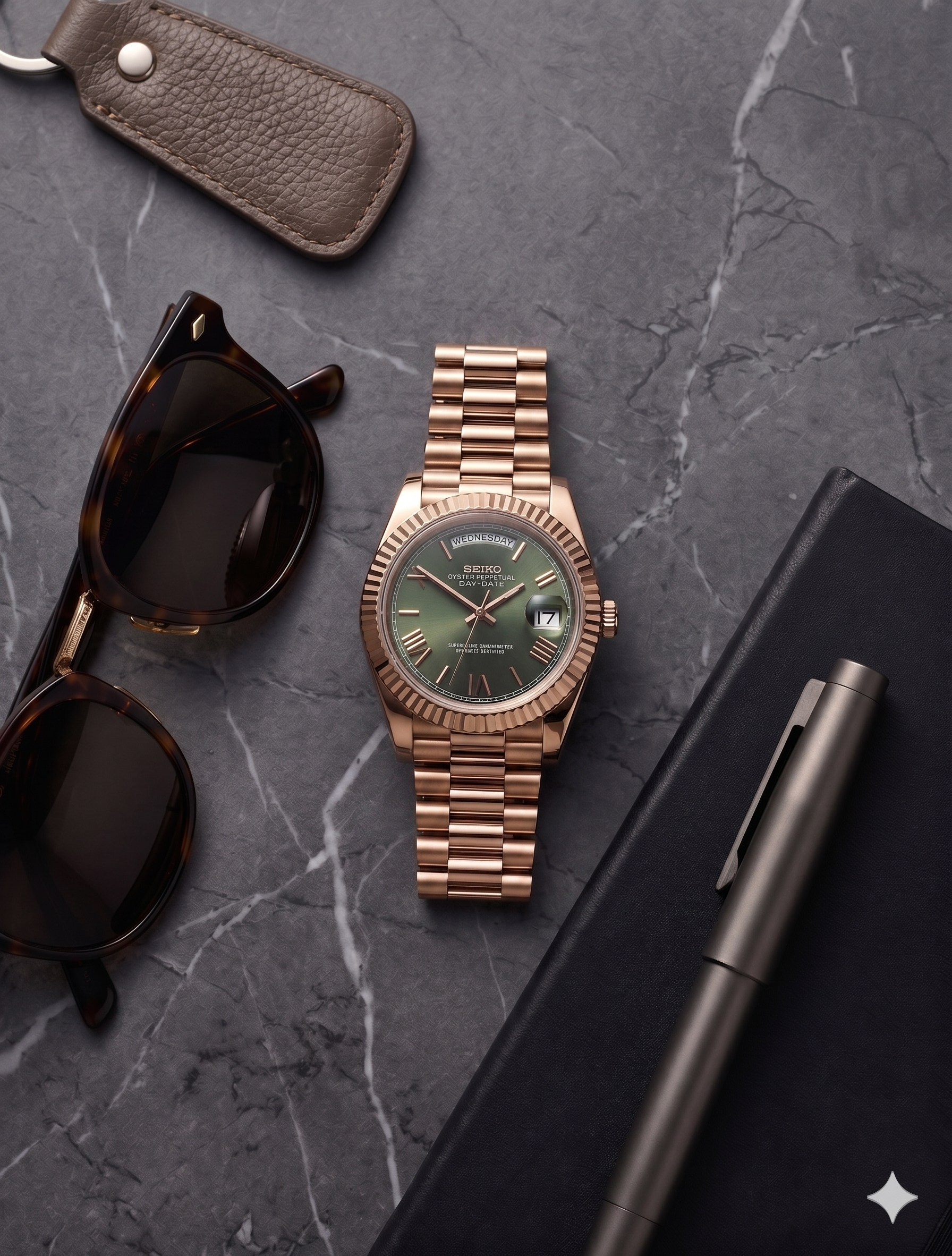 DayDate | Roman Olive - Rose Gold