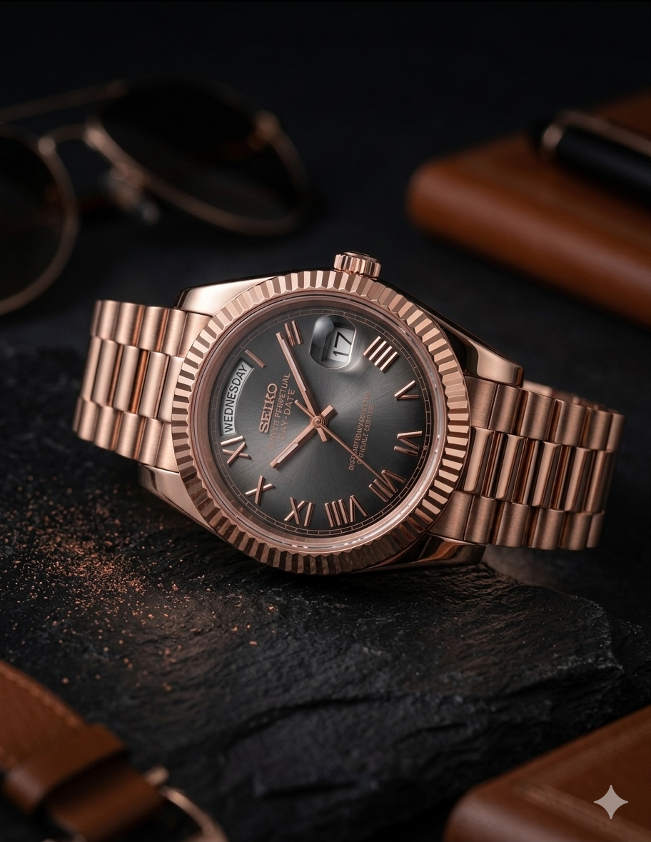 DayDate | Roman Black Ombre - Rose Gold