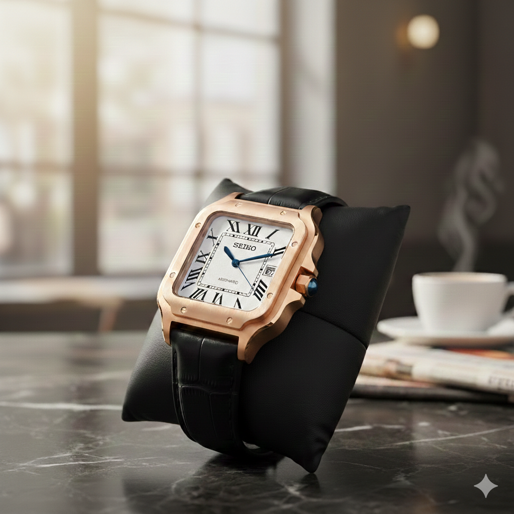 Santeiko | Rose Gold - Black Leather