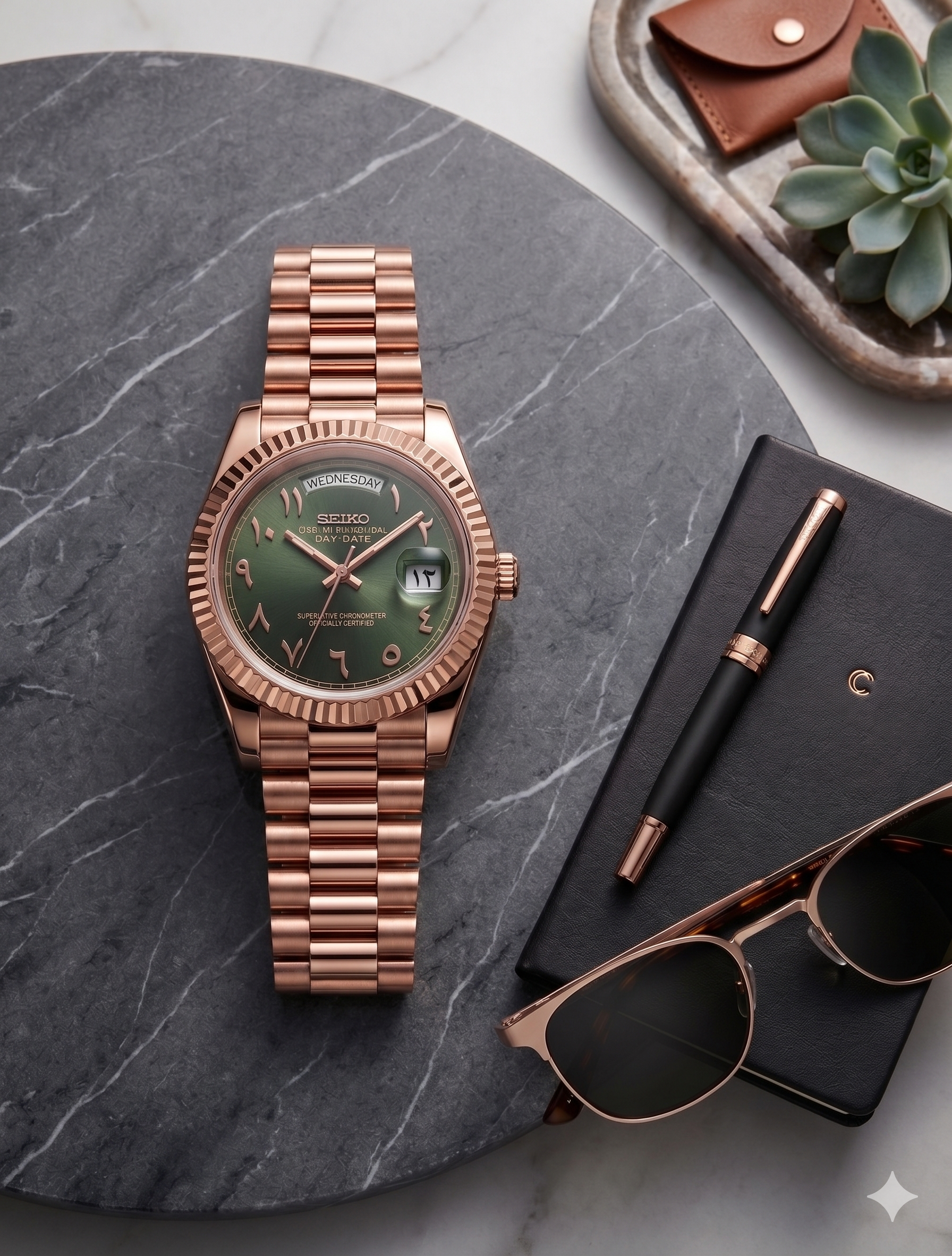 DayDate | Arabic Olive - Rose Gold